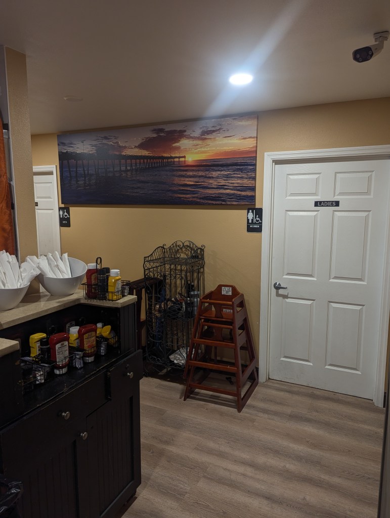 Original bedrooms converted to restrooms.